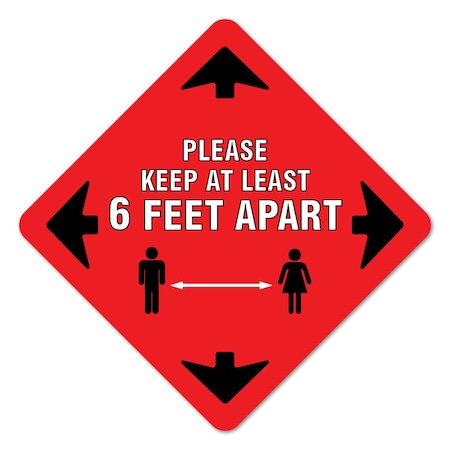 Please Keep At Least 6 Ft Non-Slip Floor Graphic, 6PK
